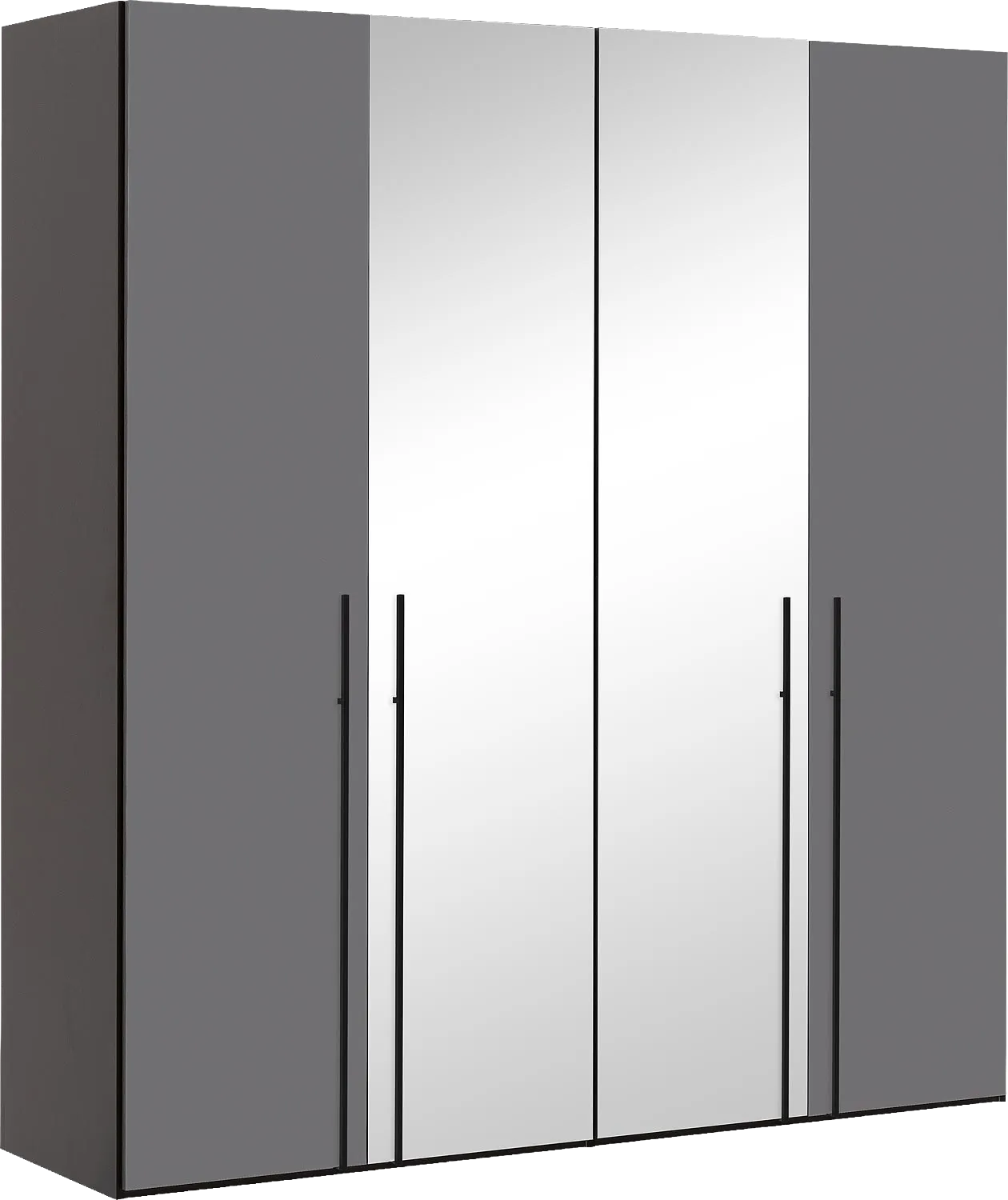 Goossens Kledingkast Easy Storage Ddk, Kledingkast 203 cm breed, 220 cm hoog, 2x glas draaideur en 2x spiegel draaideur midden