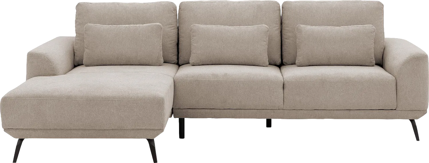 Goossens Excellent Bank Princess Met Elektrisch Uitschuifbaar Zitvlak beige, stof, 3-zits, elegant chic met chaise longue links