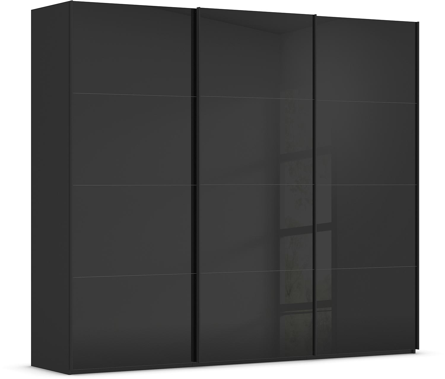 Goossens Excellent Kledingkast Finca Glans Glas, Slaapkamerkast 240 cm breed, 236 cm hoog, 3x 4 paneel glas schuifdeuren