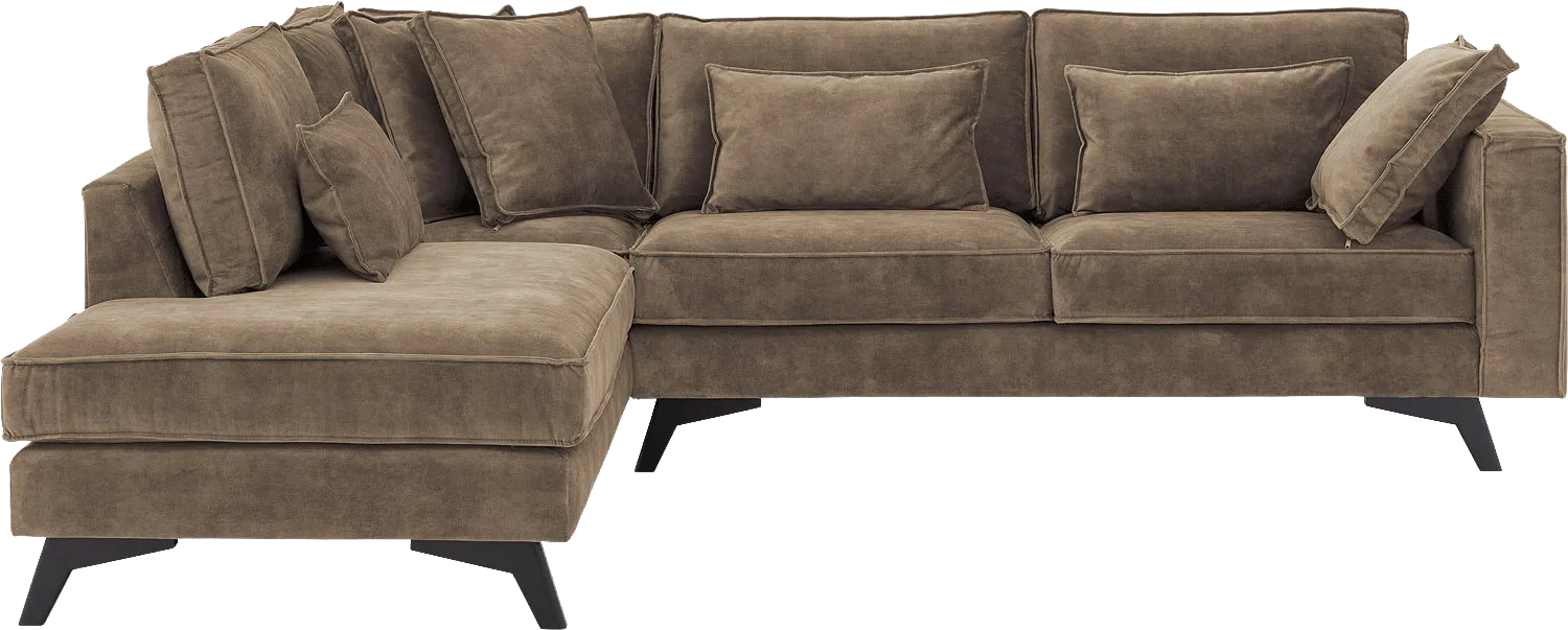 Goossens Bank Chambre bruin, stof, 3-zits, elegant chic met ligelement links