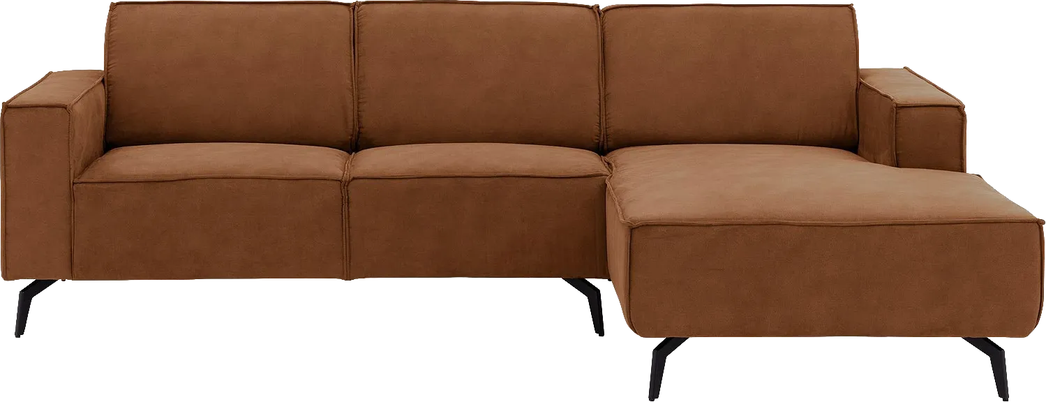 Goossens Hoekbank Hercules bruin, microvezel, 2-zits, modern design met chaise longue rechts