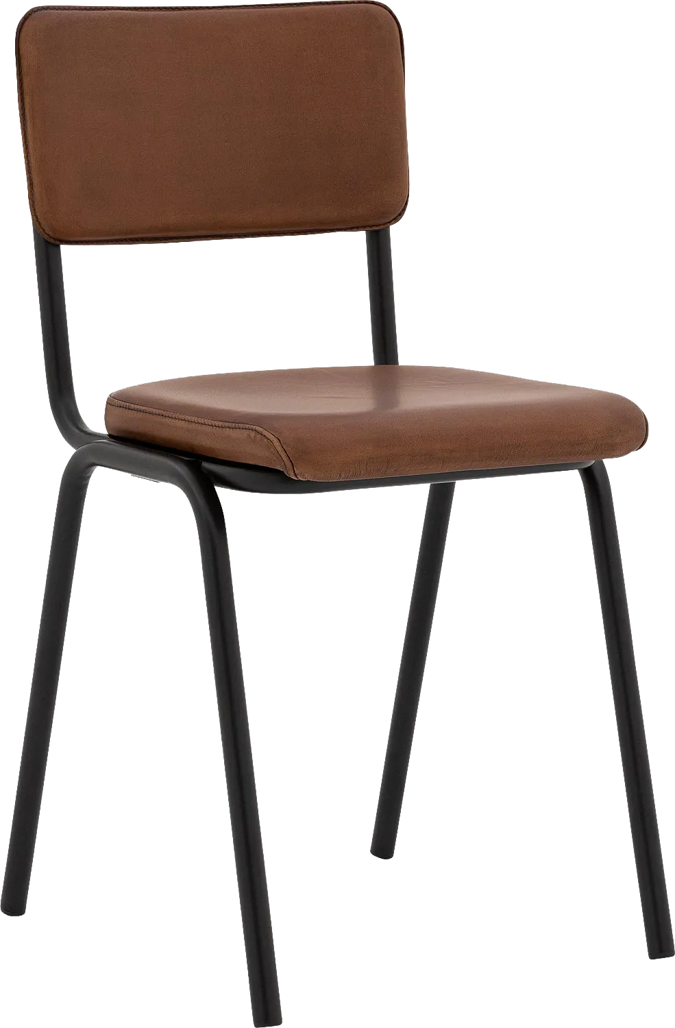 Goossens Eetkamerstoel Chaplin cognac leer leuning, urban industrieel