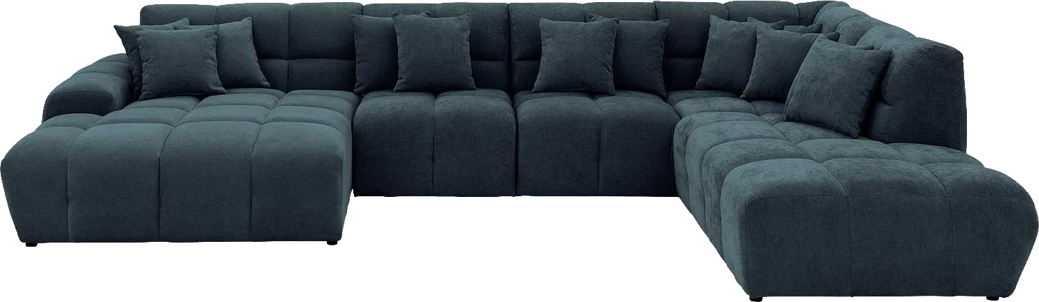 Goossens Excellent Bank Kubus blauw, stof, modern design