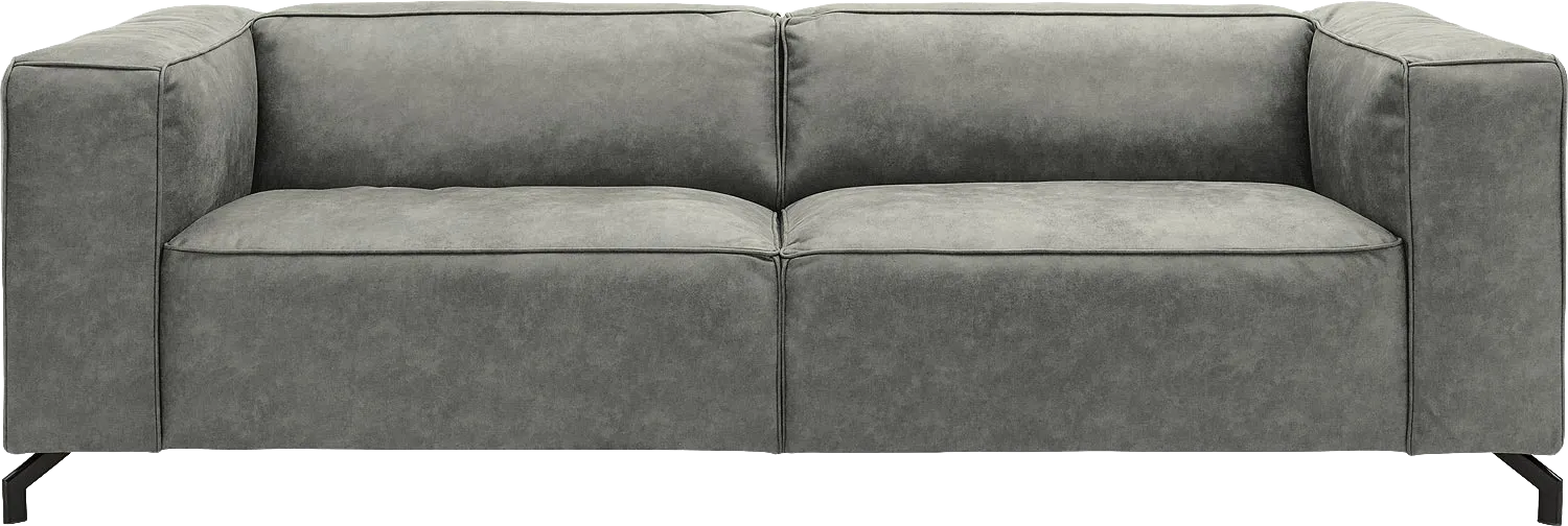 Goossens Bank Calvin grijs, micro leer, 3,5-zits, modern design