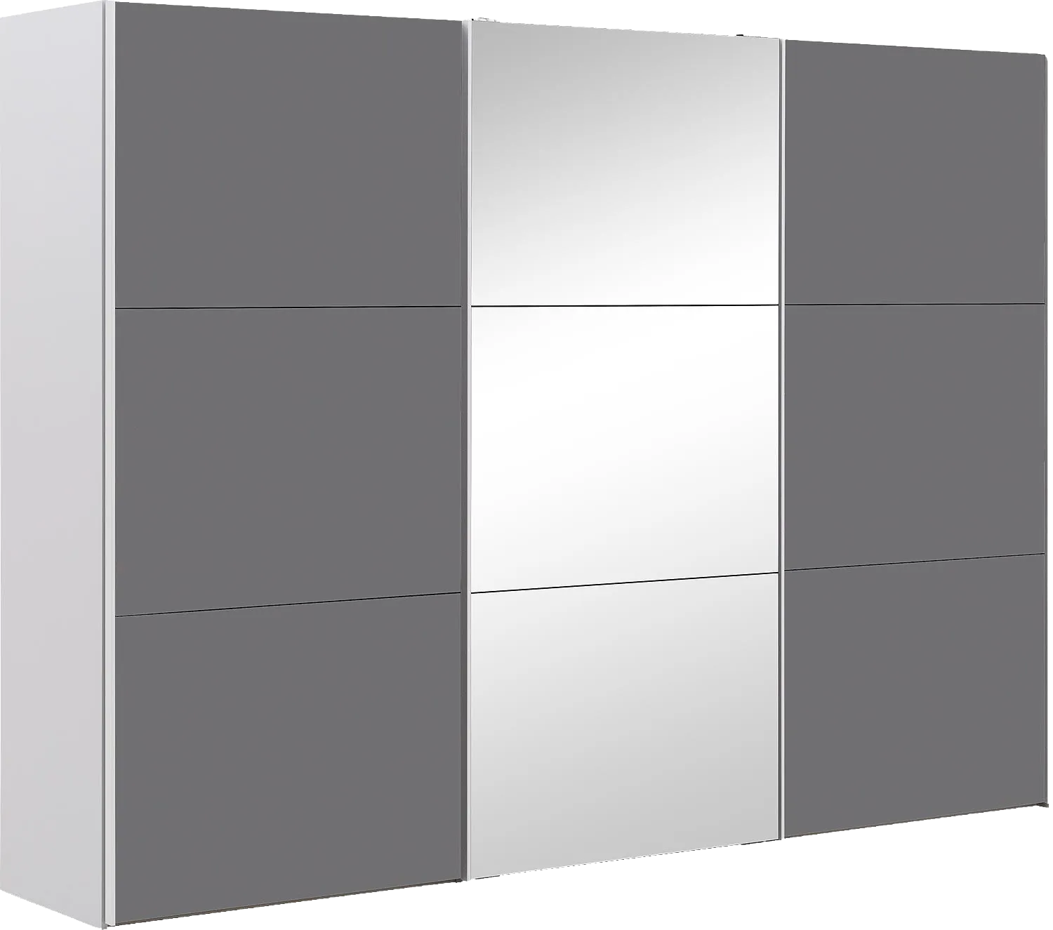 Goossens Kledingkast Easy Storage Sdk, 303 cm breed, 220 cm hoog, 2x 3 paneel glas schuifdeuren en 1x 3 paneel spiegel schuifdeur midden