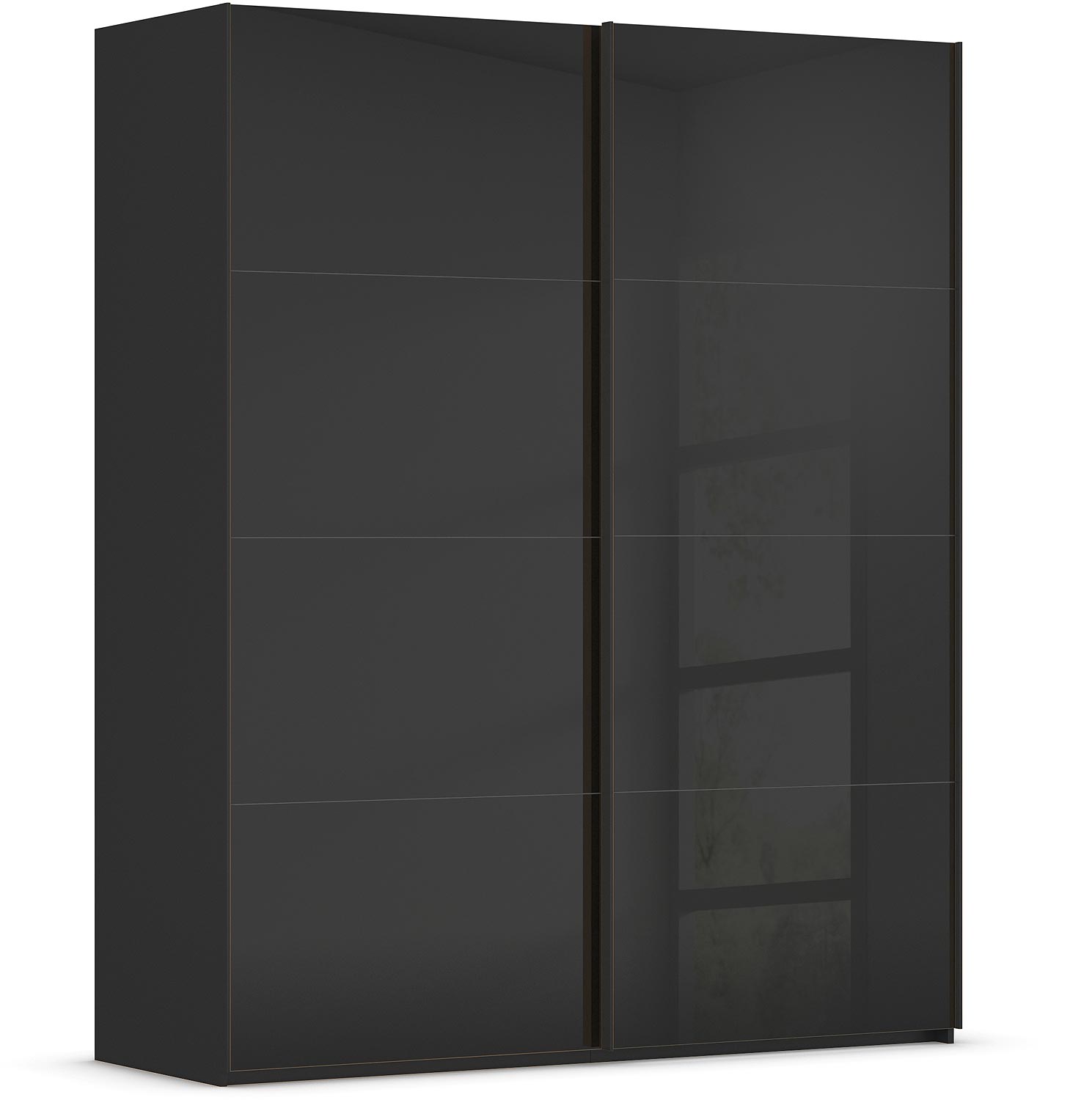 Goossens Excellent Kledingkast Finca Glans Glas, Slaapkamerkast 200 cm breed, 223 cm hoog, 2x 4 paneel glas schuifdeuren