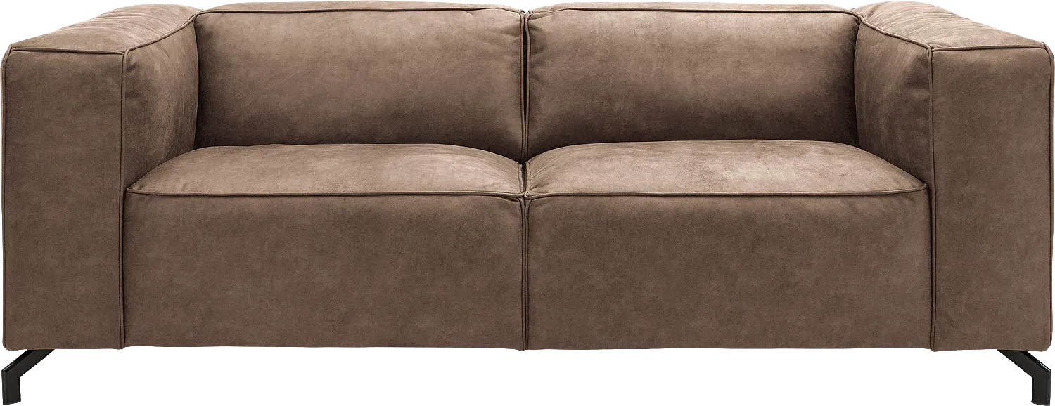 Goossens Bank Calvin bruin, micro leer, 2,5-zits, modern design