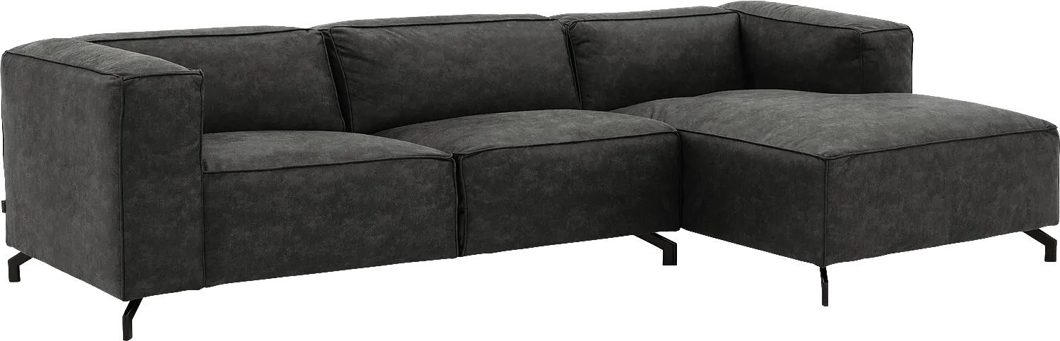 Goossens Bank Calvin grijs, micro leer, 3-zits, modern design