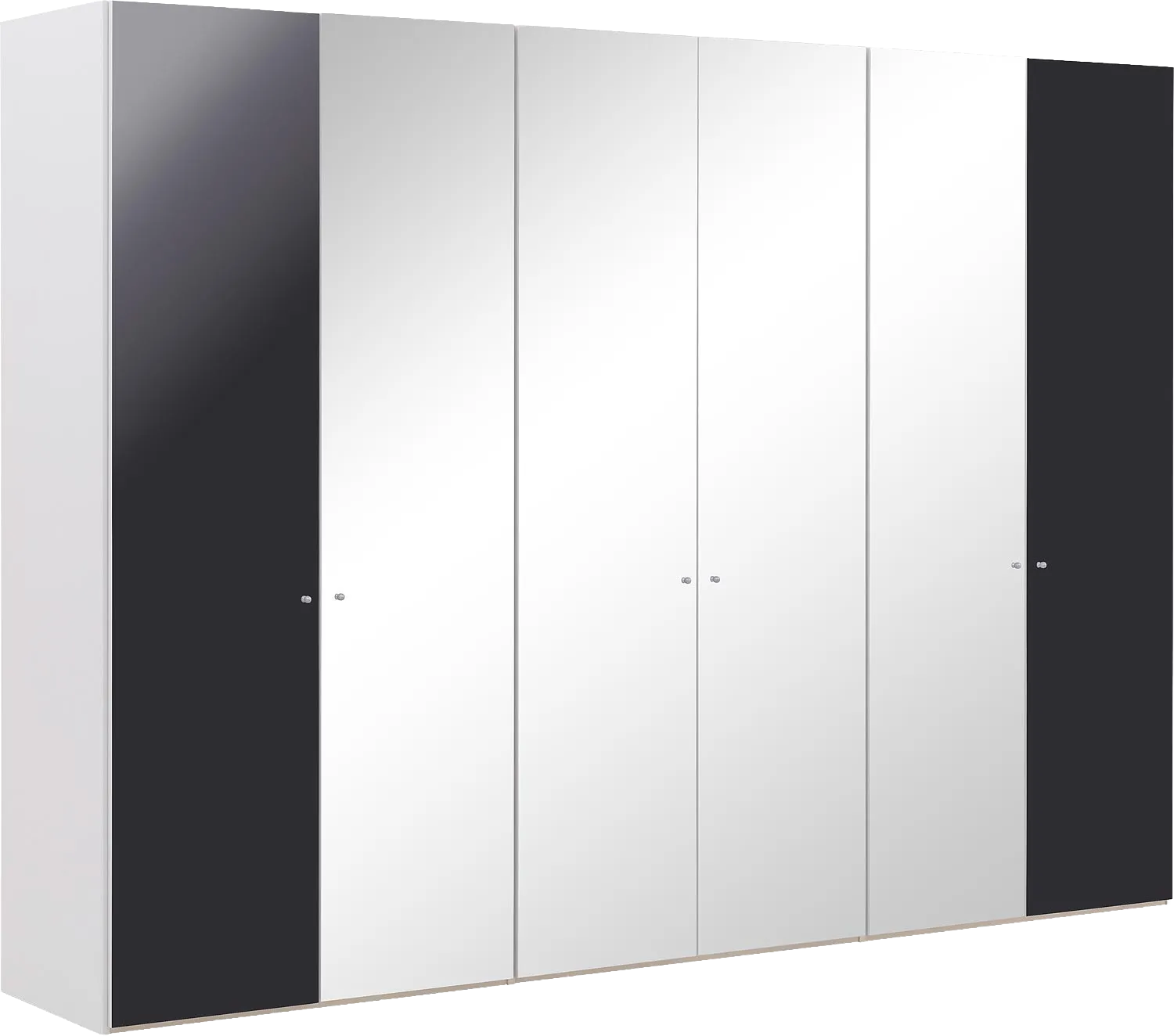 Goossens Kledingkast Easy Storage Ddk, Kledingkast 304 cm breed, 220 cm hoog, 2x draaideur en 4x spiegel draaideur midden