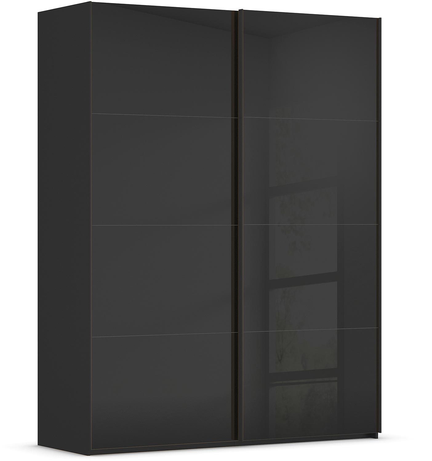 Goossens Excellent Kledingkast Finca Glans Glas, Slaapkamerkast 160 cm breed, 236 cm hoog, 2x 4 paneel glas schuifdeuren