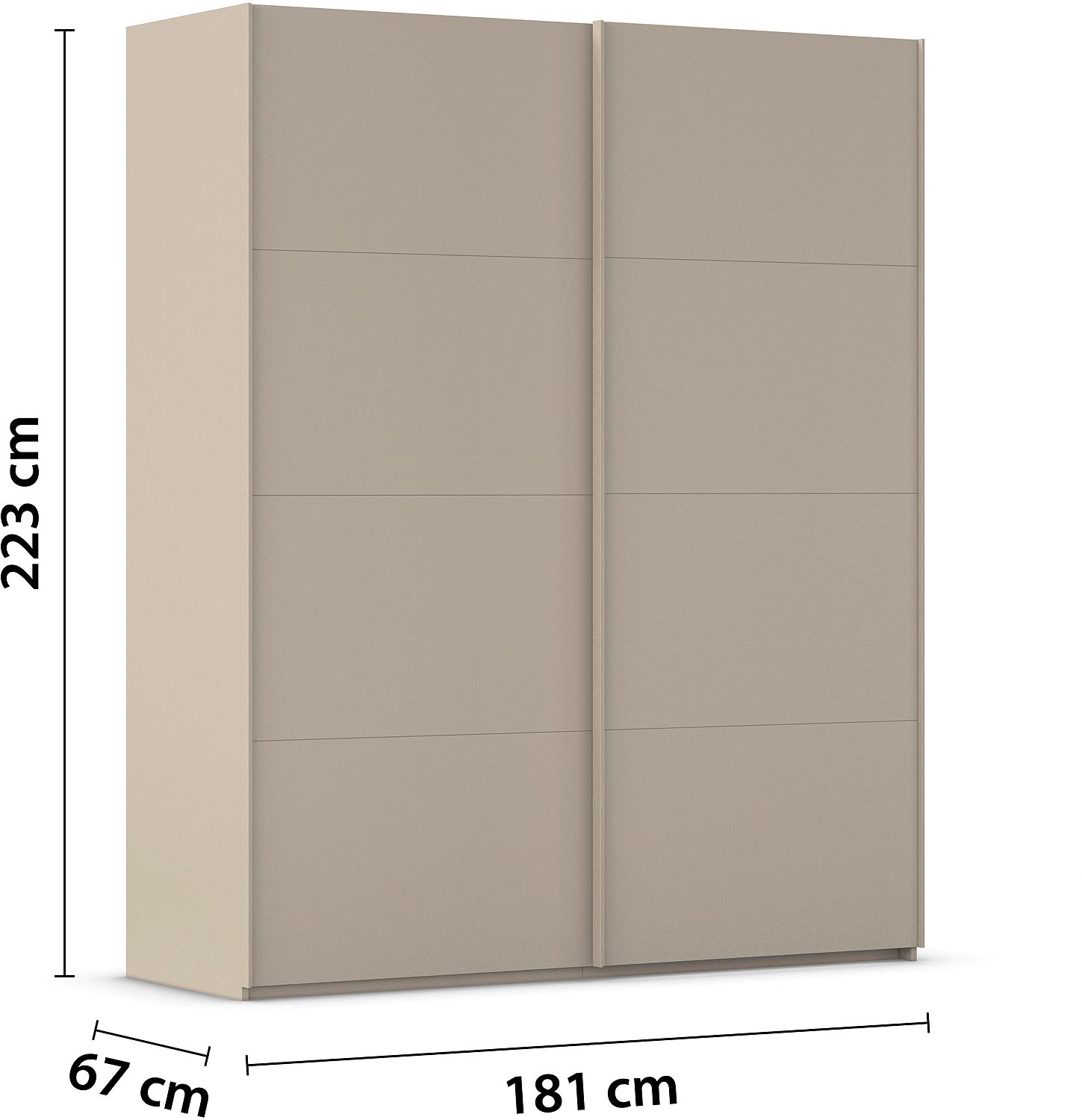 Goossens Excellent Kledingkast Finca Mat Glas, Slaapkamerkast 180 cm breed, 223 cm hoog, 2x 4 paneel glas schuifdeuren