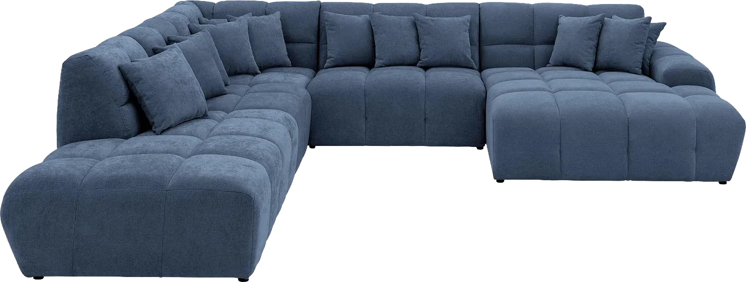 Goossens Excellent Bank Kubus blauw, stof, 1,5-zits, modern design