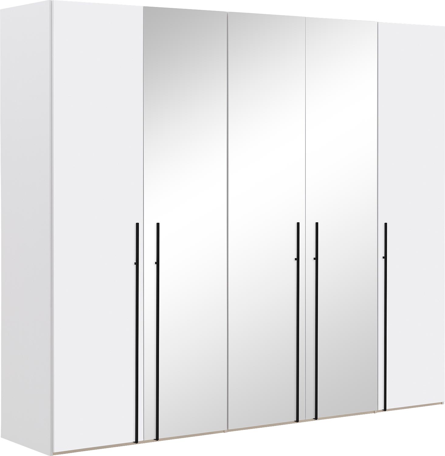 Goossens Kledingkast Easy Storage Ddk, Kledingkast 253 cm breed, 220 cm hoog, 2x draaideur en 3x spiegel draaideur midden