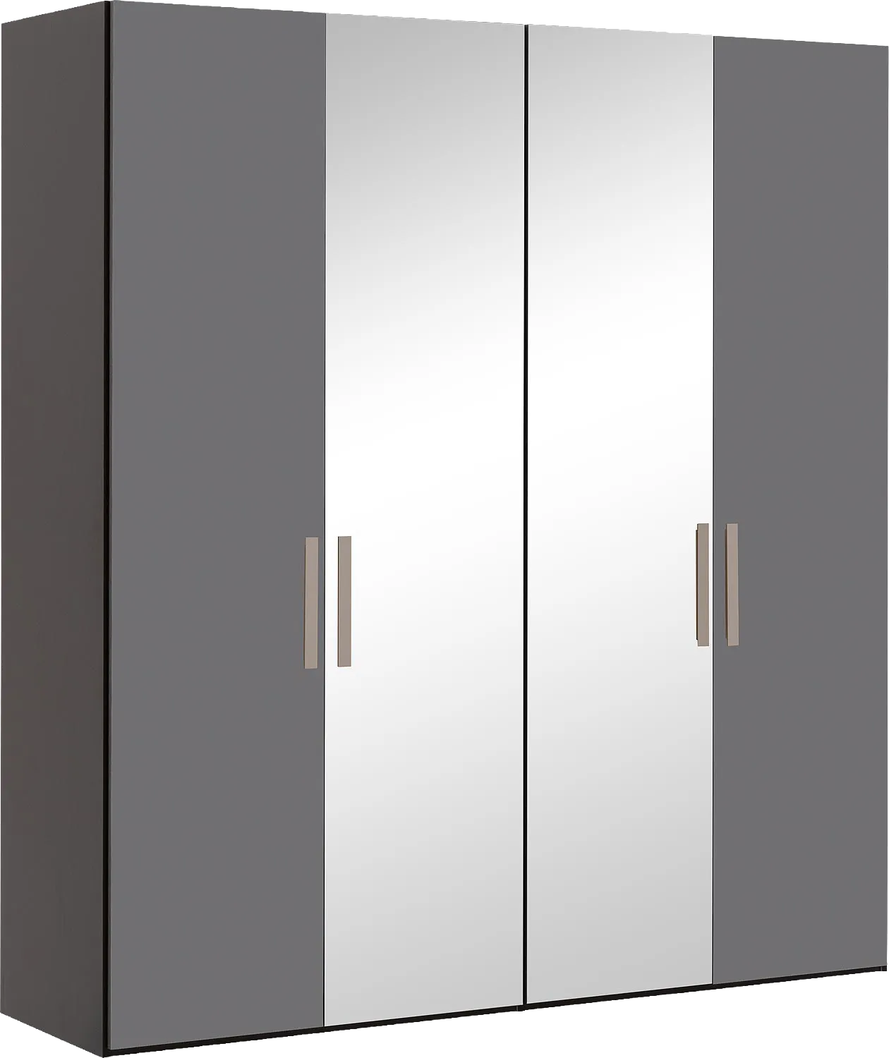 Goossens Kledingkast Easy Storage Ddk, Kledingkast 203 cm breed, 220 cm hoog, 2x glas draaideur en 2x spiegel draaideur midden