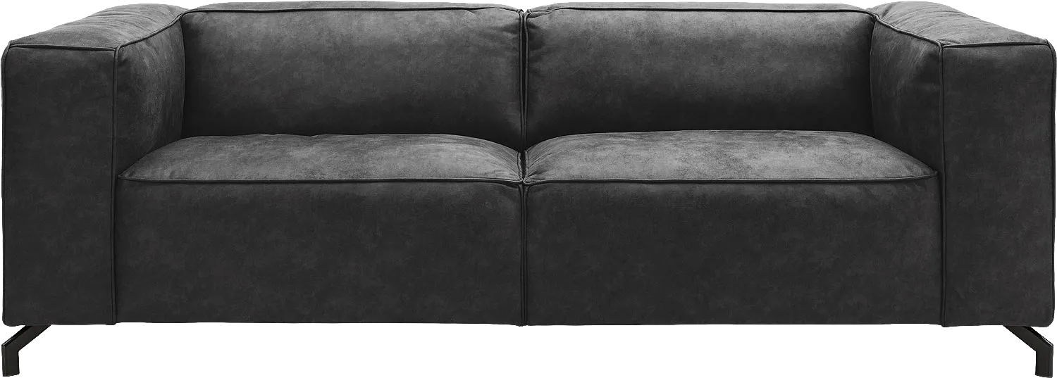Goossens Bank Calvin antraciet, micro leer, 3-zits, modern design