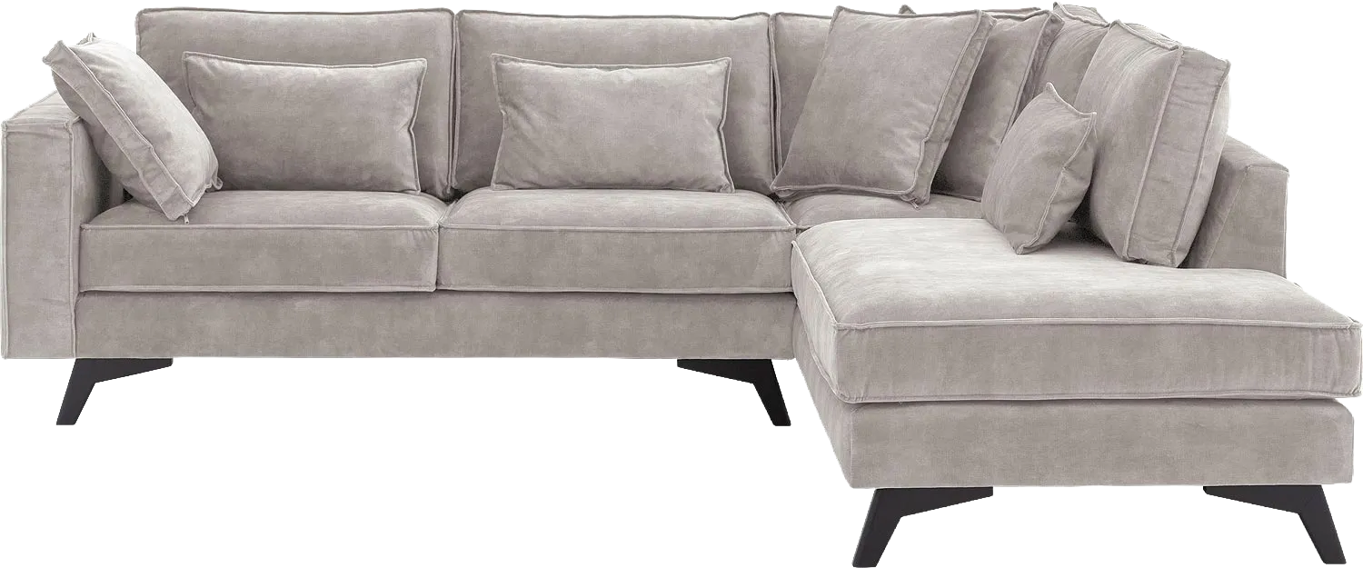 Goossens Bank Chambre grijs, stof, 2,5-zits, elegant chic met ligelement rechts
