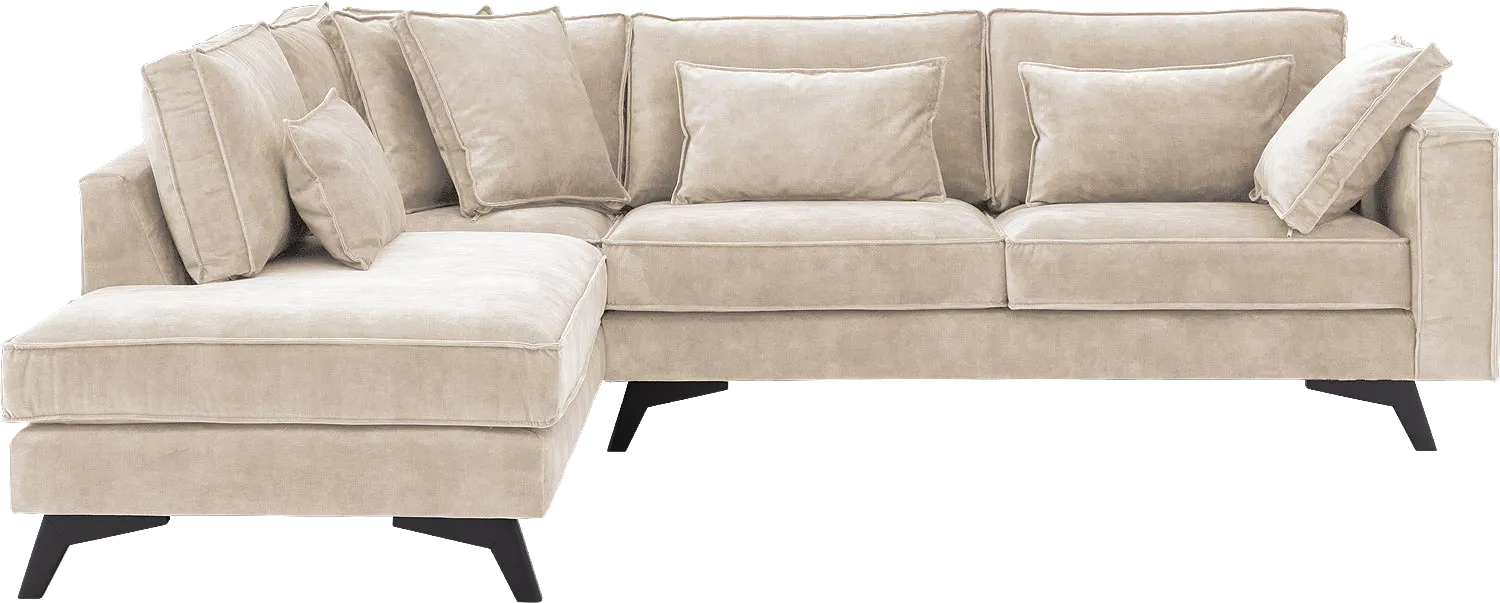 Goossens Bank Chambre beige, stof, 3-zits, elegant chic met ligelement links