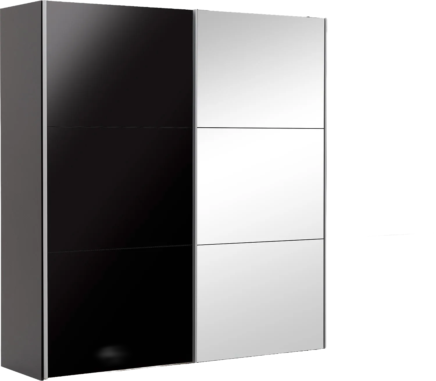 Goossens Kledingkast Easy Storage Sdk, 303 cm breed, 220 cm hoog, 2x 3 paneel glas schuifdeuren en 1x 3 paneel spiegel schuifdeur midden