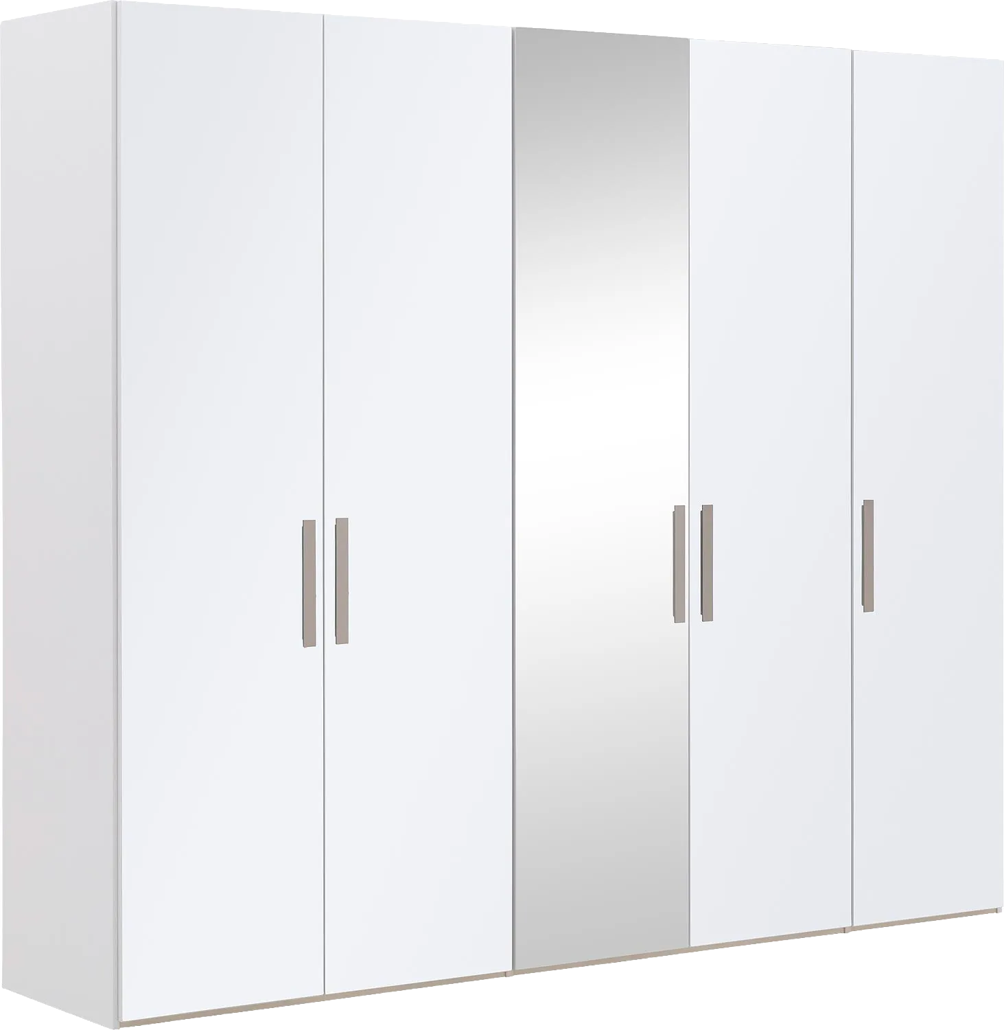Goossens Kledingkast Easy Storage Ddk, Kledingkast 253 cm breed, 220 cm hoog, 4x glas draaideur en 1x spiegel draaideur midden
