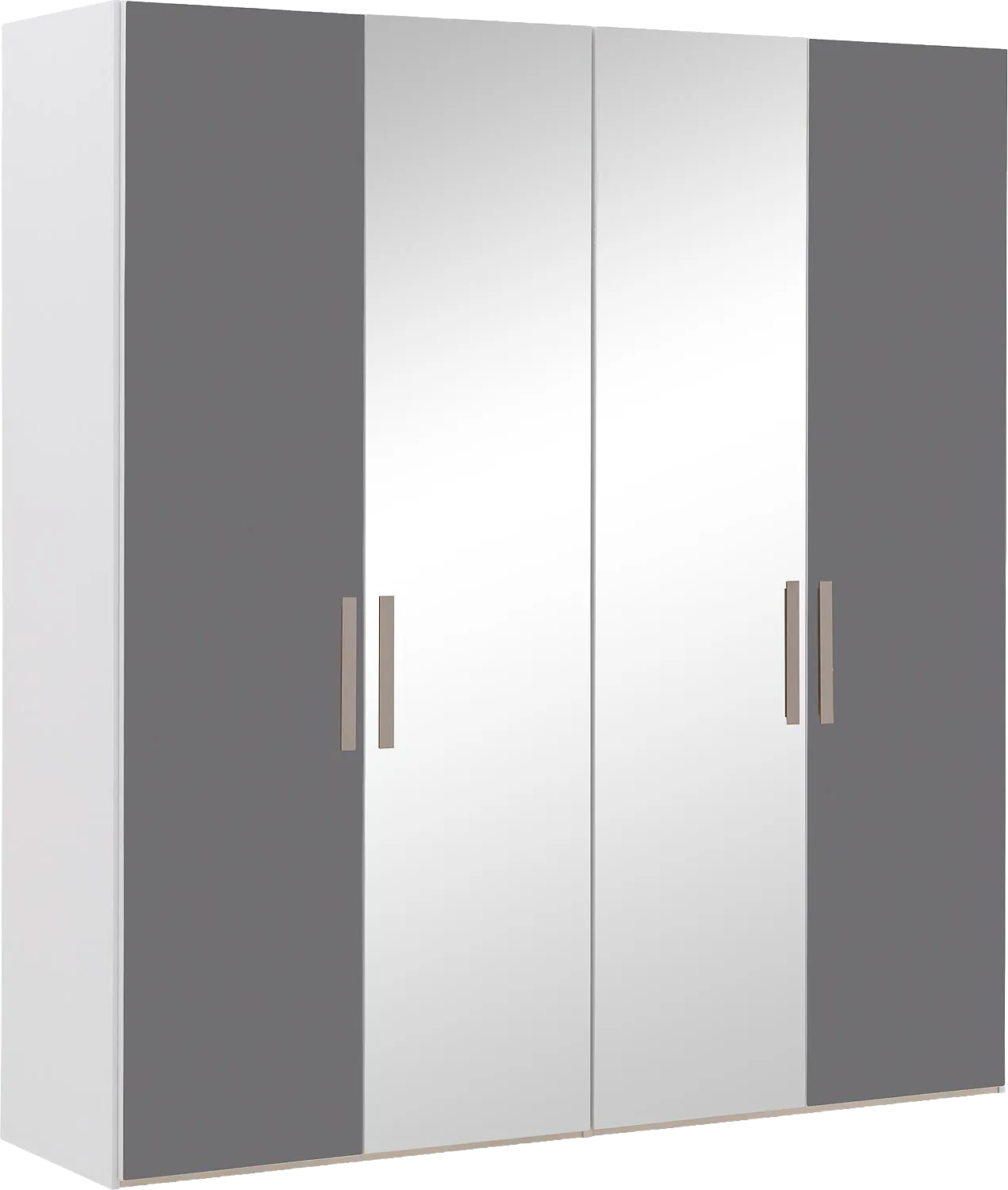 Goossens Kledingkast Easy Storage Ddk, Kledingkast 203 cm breed, 220 cm hoog, 2x glas draaideur en 2x spiegel draaideur midden