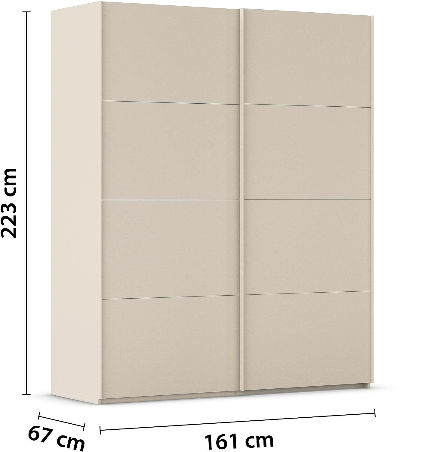 Goossens Excellent Kledingkast Finca Mat Glas, Slaapkamerkast 160 cm breed, 223 cm hoog, 2x 4 paneel glas schuifdeuren