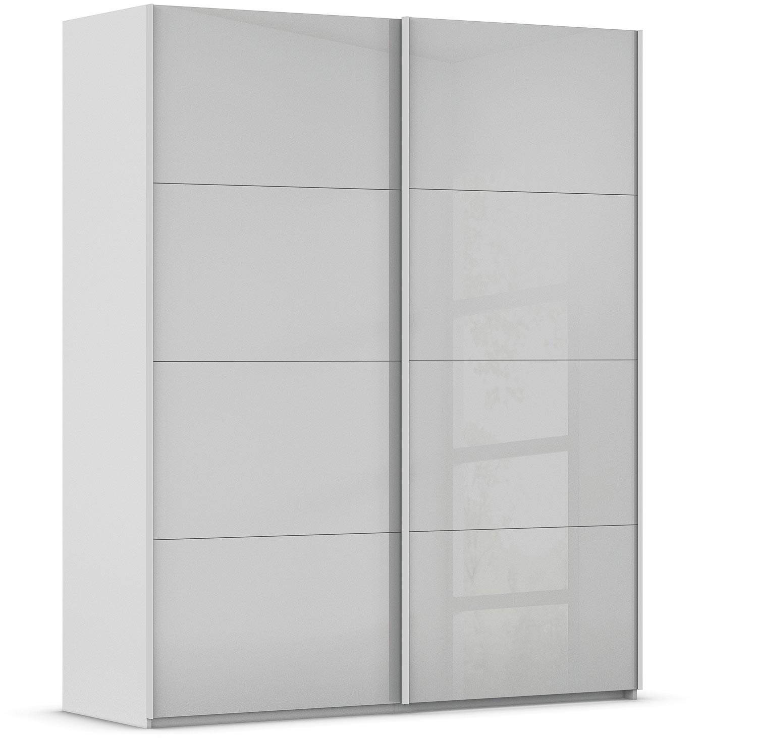Goossens Excellent Kledingkast Finca Glans Glas, Slaapkamerkast 180 cm breed, 223 cm hoog, 2x 4 paneel glas schuifdeuren