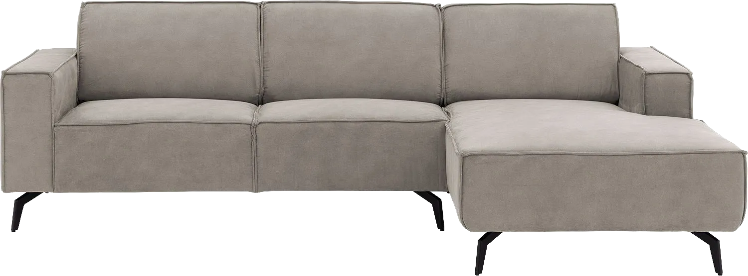 Goossens Hoekbank Hercules grijs, microvezel, 2,5-zits, modern design met chaise longue rechts
