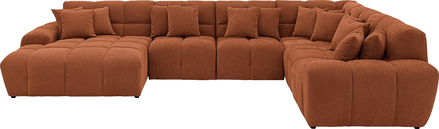 Goossens Excellent Bank Kubus bruin, stof, modern design