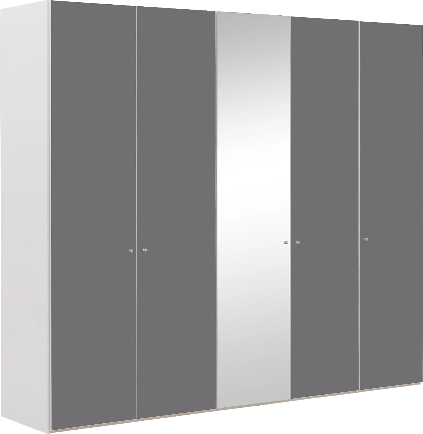 Goossens Kledingkast Easy Storage Ddk, Kledingkast 253 cm breed, 220 cm hoog, 4x glas draaideur en 1x spiegel draaideur midden