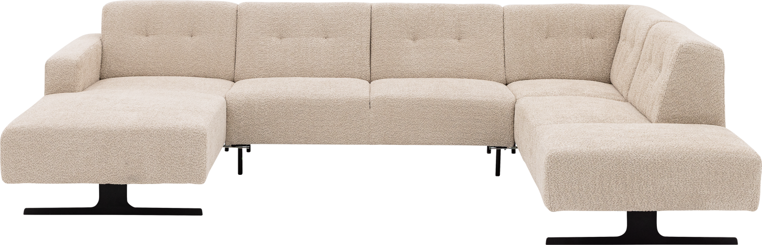 Goossens Bank Ares beige, stof, 2-zits, modern design met ligelement rechts met chaise longue links