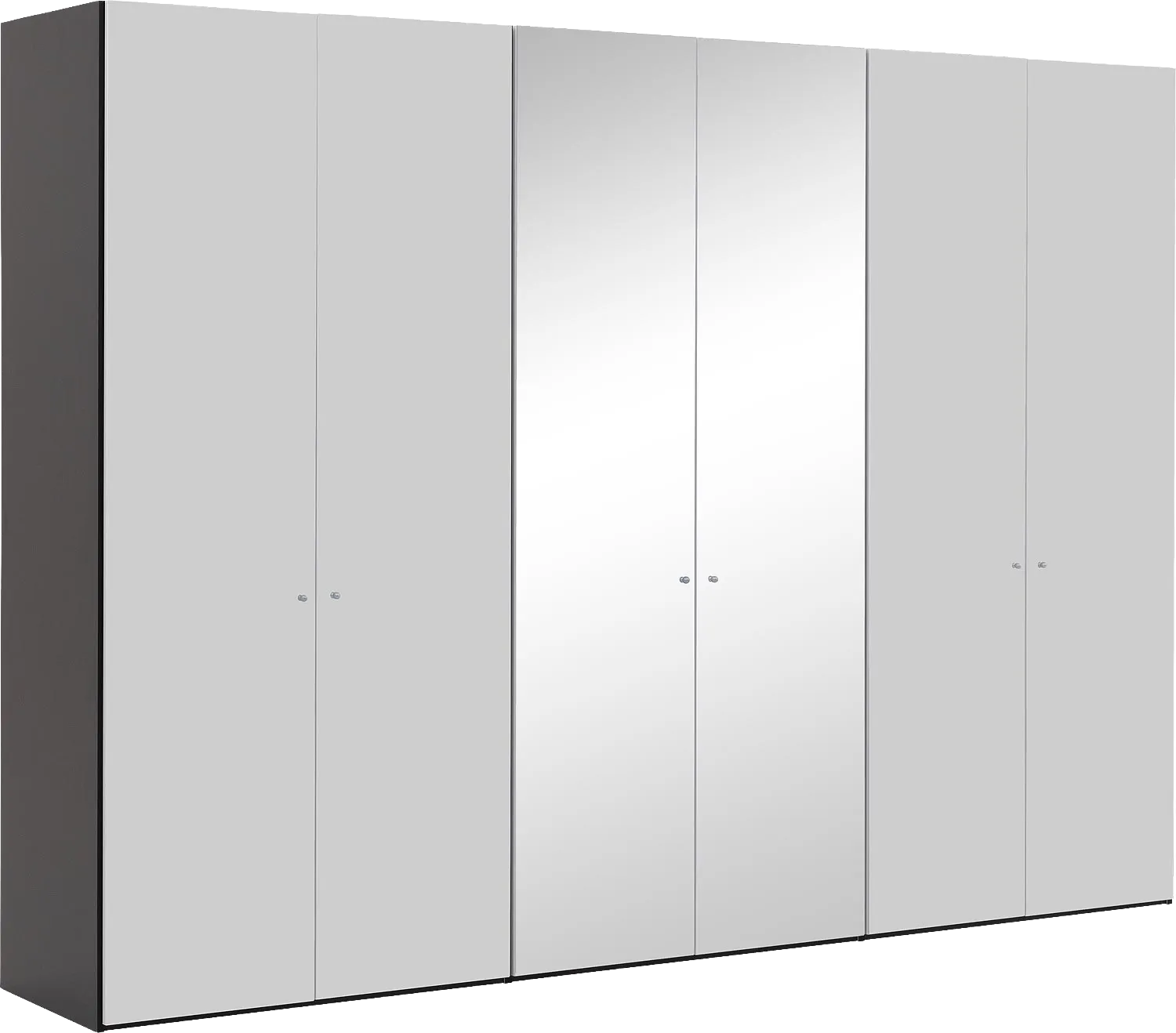Goossens Kledingkast Easy Storage Ddk, Kledingkast 304 cm breed, 220 cm hoog, 4x glas draaideur en 2x spiegel draaideur midden