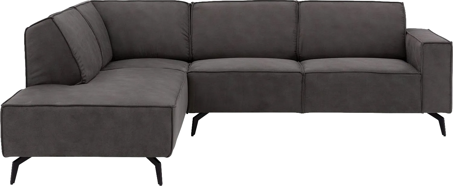 Goossens Hoekbank Hercules donkergrijs, microvezel, 2,5-zits, modern design met ligelement links
