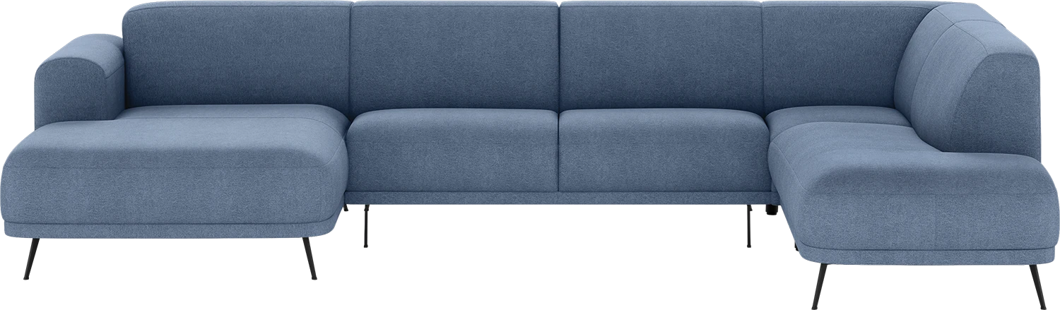 Goossens Bank Shallow blauw, stof, stijlvol landelijk