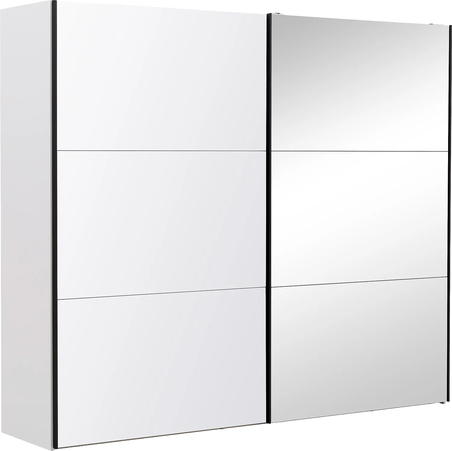 Goossens Kledingkast Easy Storage Sdk, 253 cm breed, 220 cm hoog, 1x 3 paneel glas schuifdeur li en 1x 3 paneel spiegel schuifdeur re