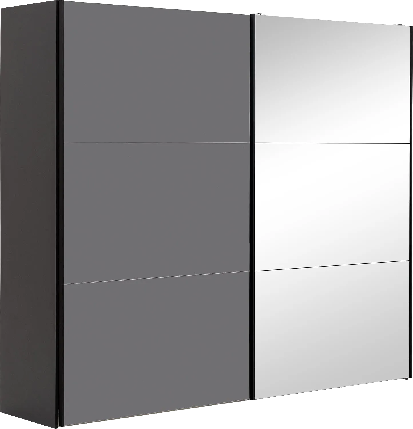 Goossens Kledingkast Easy Storage Sdk, 203 cm breed, 220 cm hoog, 1x 3 paneel glas schuifdeur li en 1x 3 paneel spiegel schuifdeur re