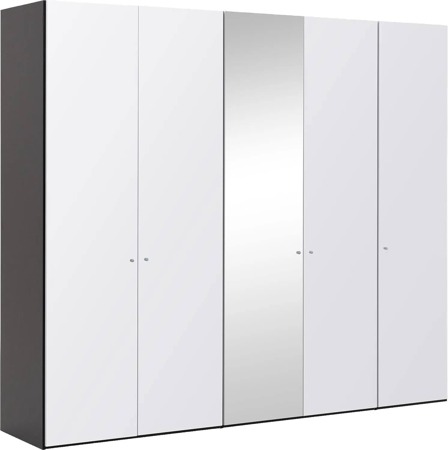 Goossens Kledingkast Easy Storage Ddk, Kledingkast 253 cm breed, 220 cm hoog, 4x glas draaideur en 1x spiegel draaideur midden