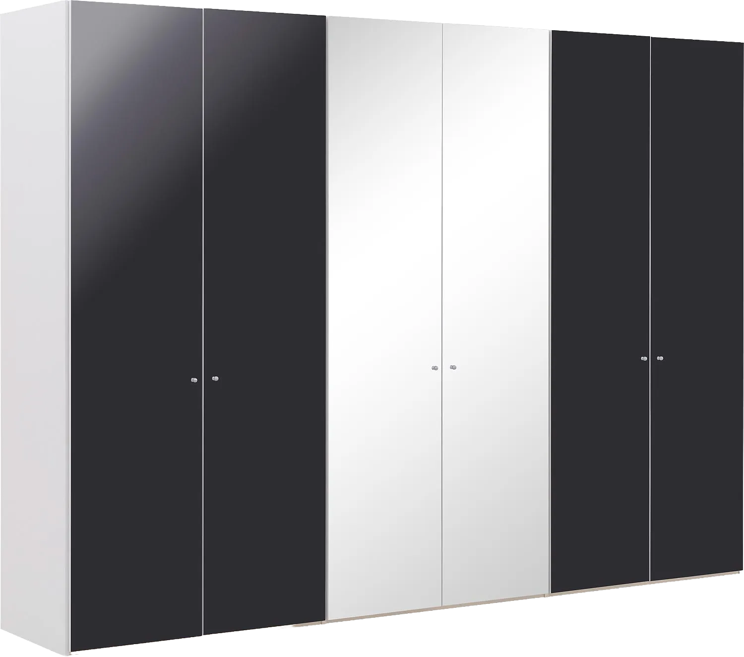 Goossens Kledingkast Easy Storage Ddk, Kledingkast 304 cm breed, 220 cm hoog, 4x draaideur en 2x spiegel draaideur midden