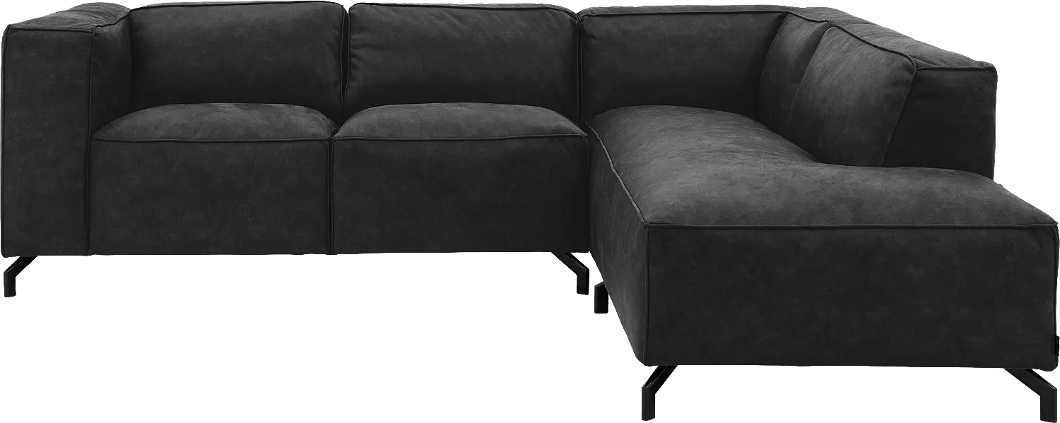 Goossens Bank Calvin antraciet, micro leer, 2-zits, modern design met ligelement rechts