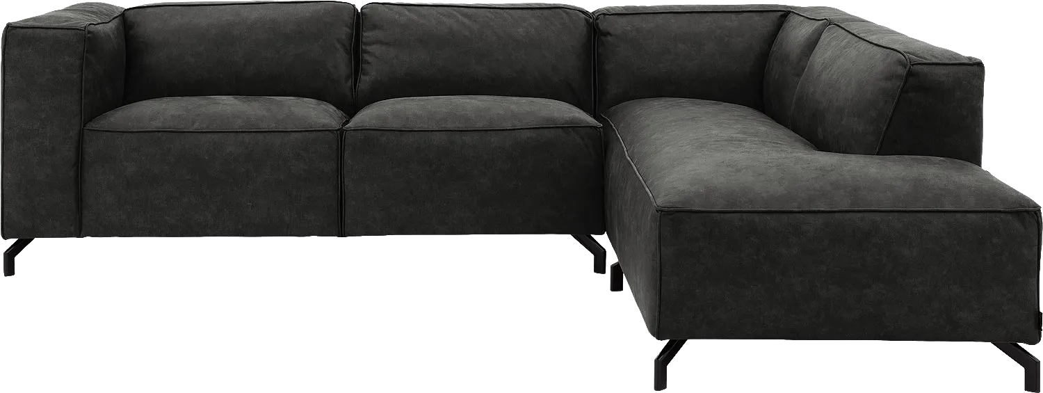 Goossens Bank Calvin grijs, micro leer, 2,5-zits, modern design met ligelement rechts
