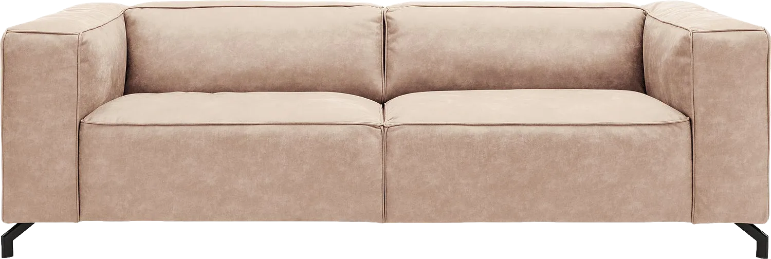 Goossens Bank Calvin beige, micro leer, 3,5-zits, modern design