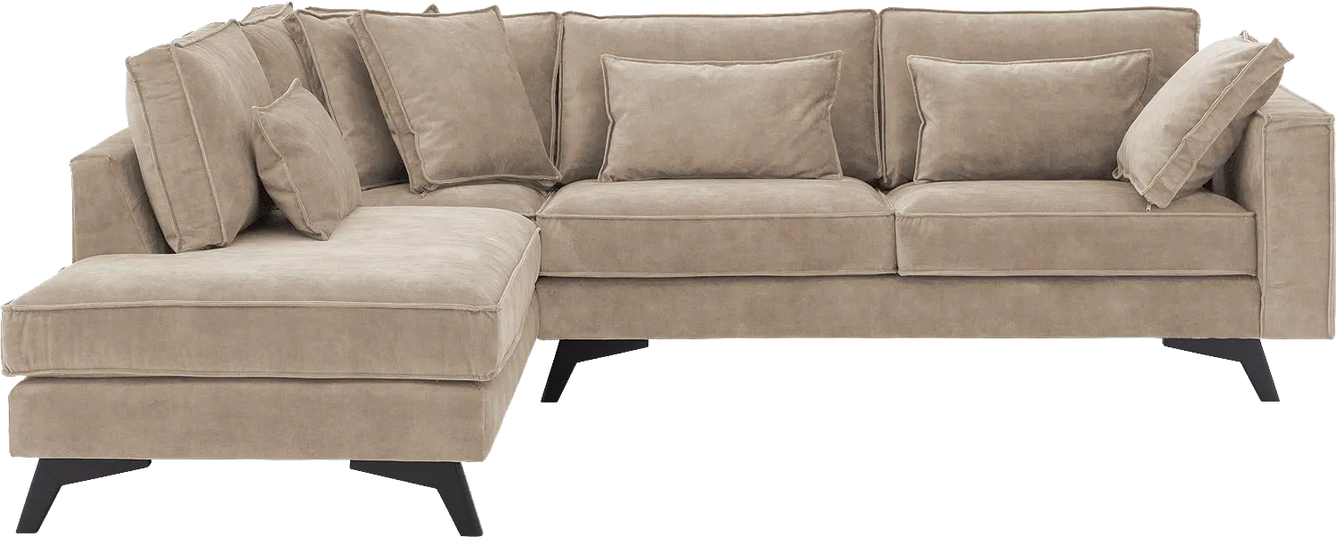 Goossens Bank Chambre beige, stof, 3-zits, elegant chic met ligelement links