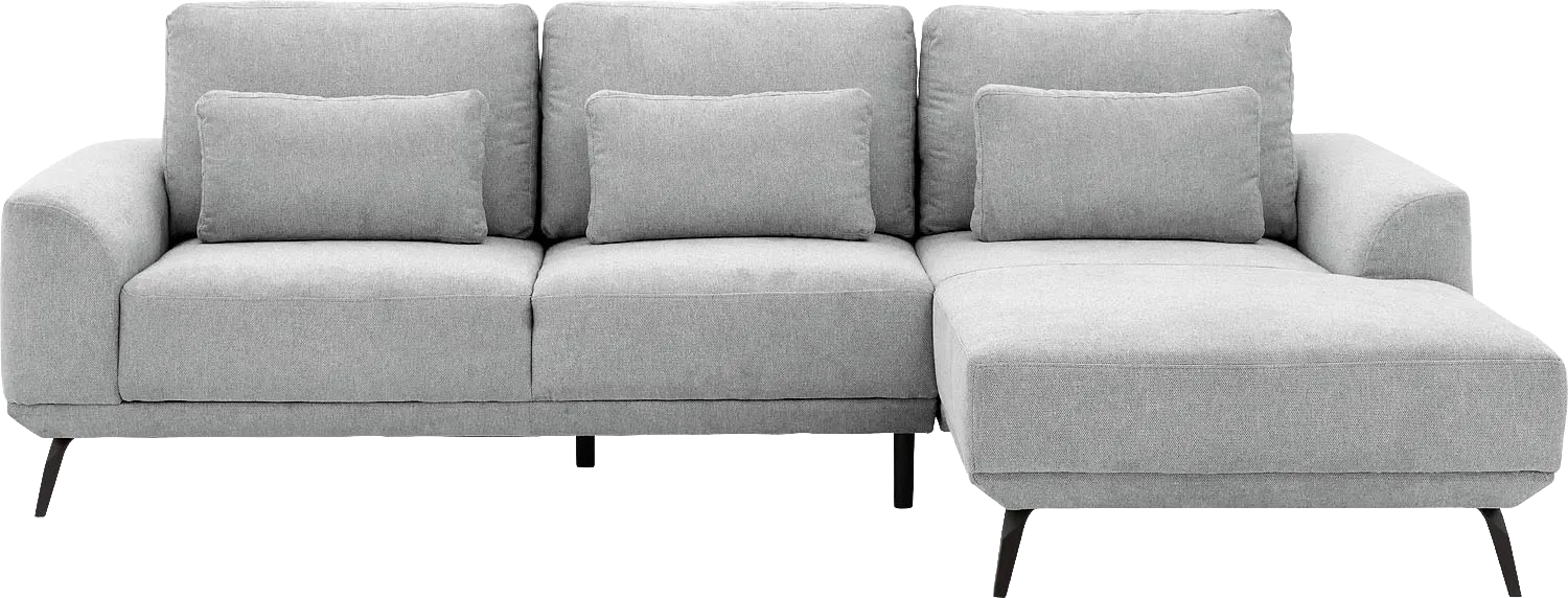 Goossens Excellent Bank Princess Met Elektrisch Uitschuifbaar Zitvlak grijs, stof, 2,5-zits, elegant chic met chaise longue rechts