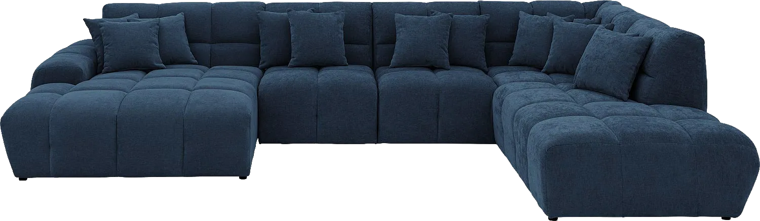 Goossens Excellent Bank Kubus blauw, stof, modern design