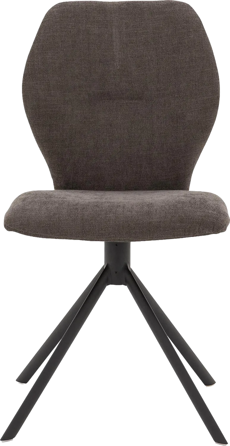 Goossens Eetkamerstoel Hera bruin stof met draaifunctie leuning, modern design