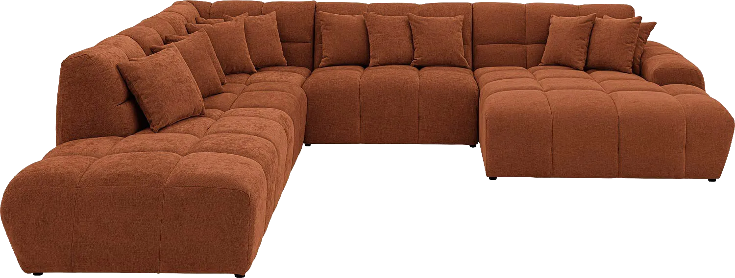 Goossens Excellent Bank Kubus bruin, stof, 1,5-zits, modern design