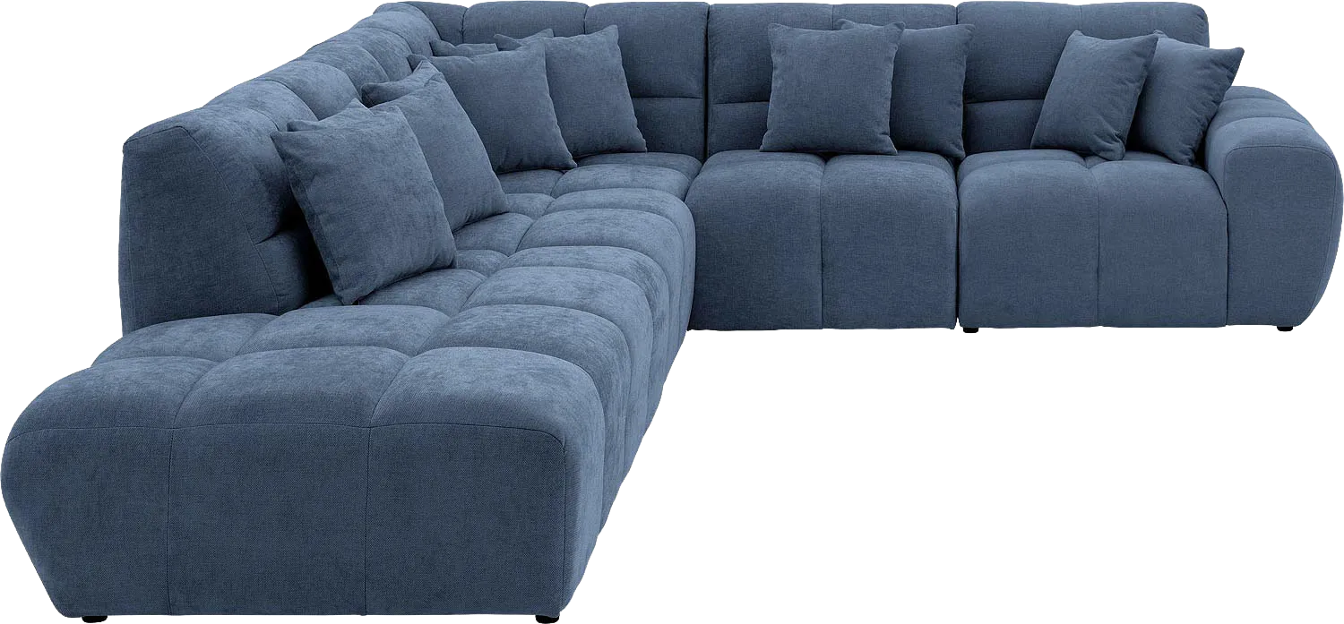 Goossens Excellent Bank Kubus blauw, stof, modern design