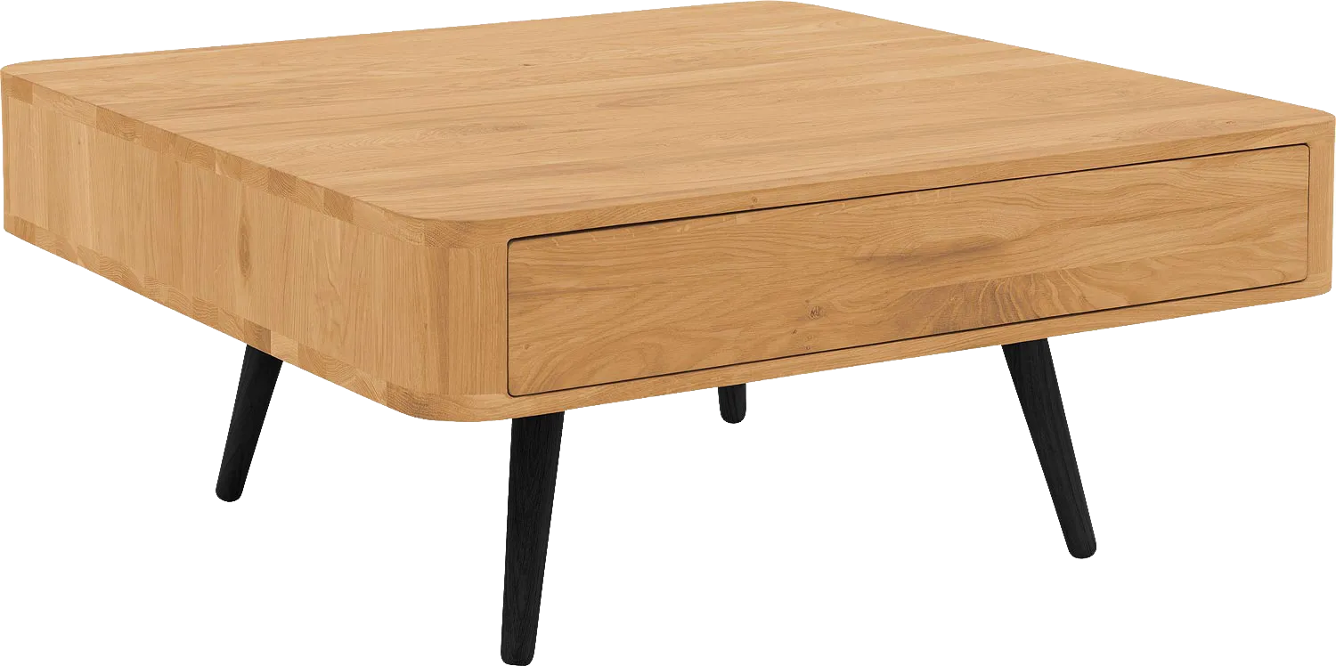 Goossens Salontafel Bjarte vierkant, hout eiken blank, stijlvol landelijk, 90 x 40 x 90 cm