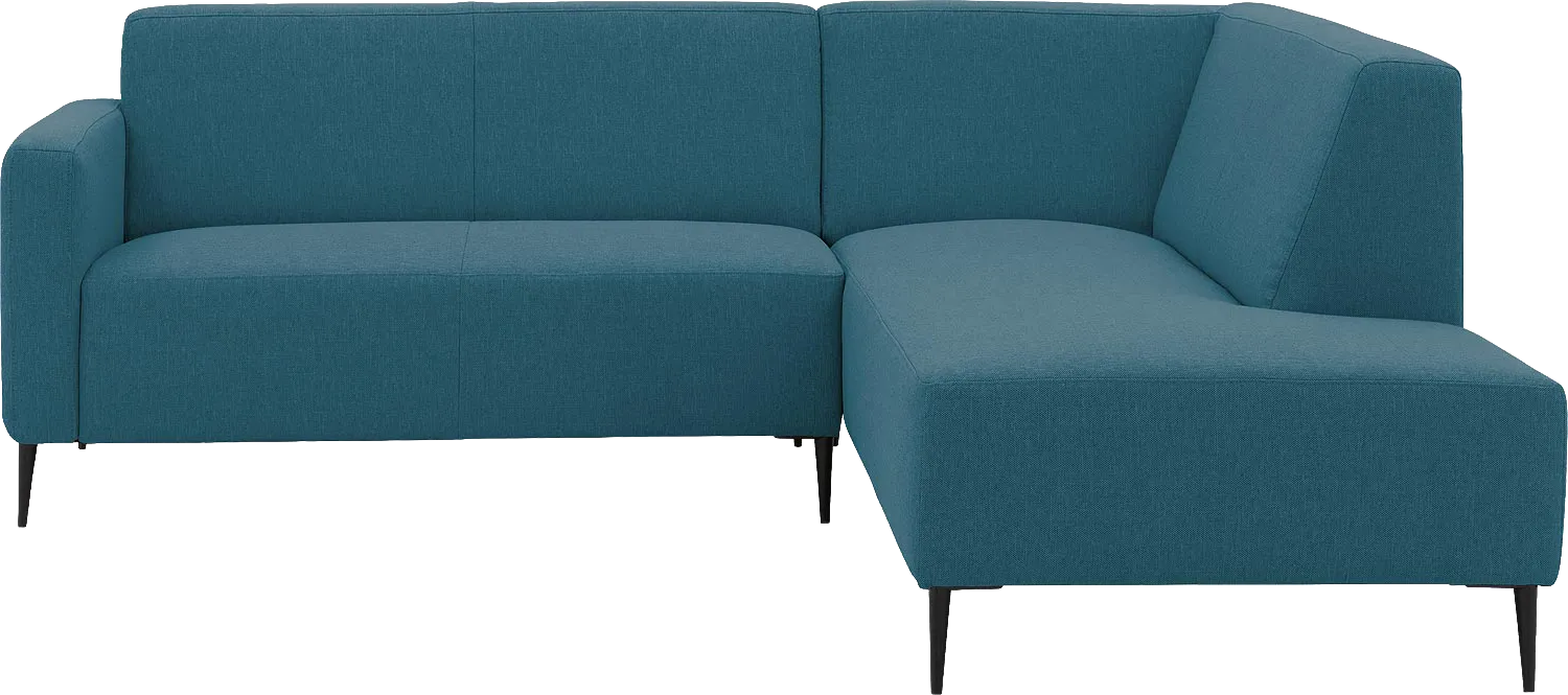 Goossens Bank Key West blauw, stof, 2-zits, modern design met ligelement rechts