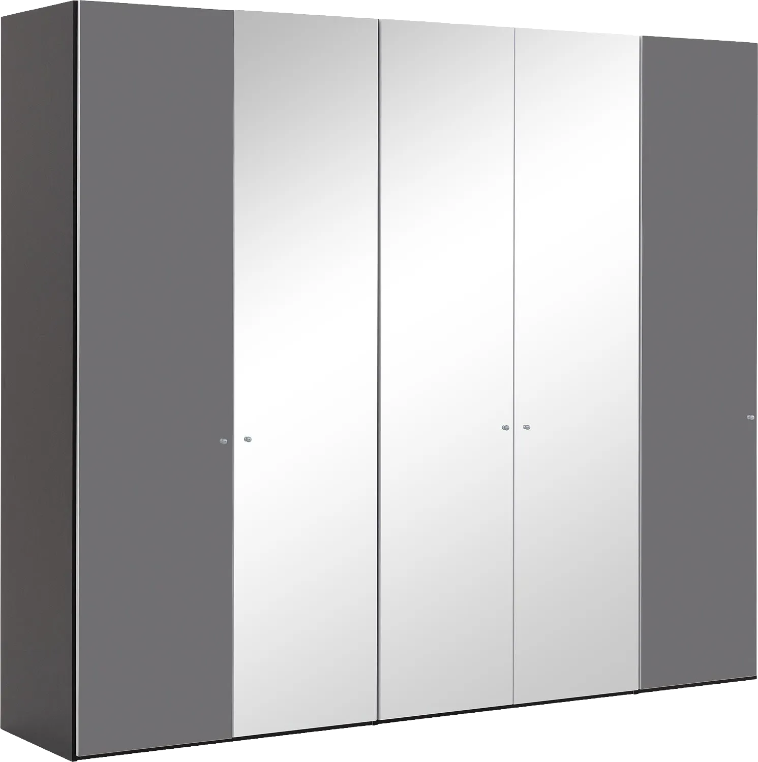 Goossens Kledingkast Easy Storage Ddk, Kledingkast 253 cm breed, 220 cm hoog, 2x glas draaideur en 3x spiegel draaideur midden