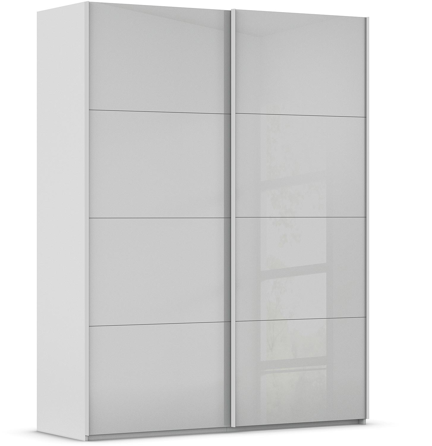 Goossens Excellent Kledingkast Finca Glans Glas, Slaapkamerkast 200 cm breed, 236 cm hoog, 2x 4 paneel glas schuifdeuren